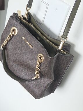 Michael Kors Brown Signature Chain-Handle Satchel